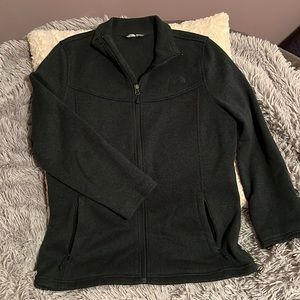The North Face Dark Green Zip Up Fleece Lined Sweater jacket